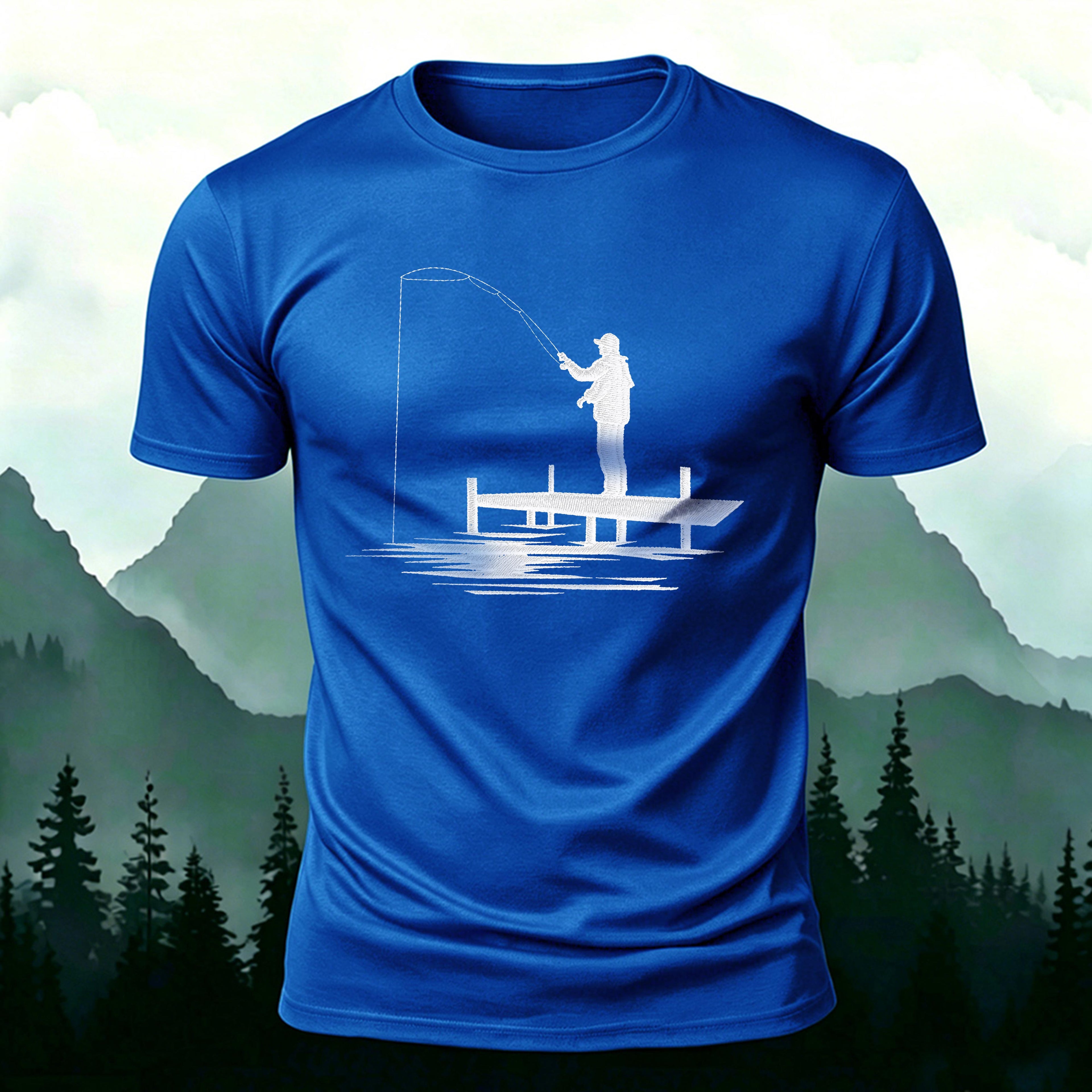 Fishing 3D UV Print Minimalist Premium Cotton Tee