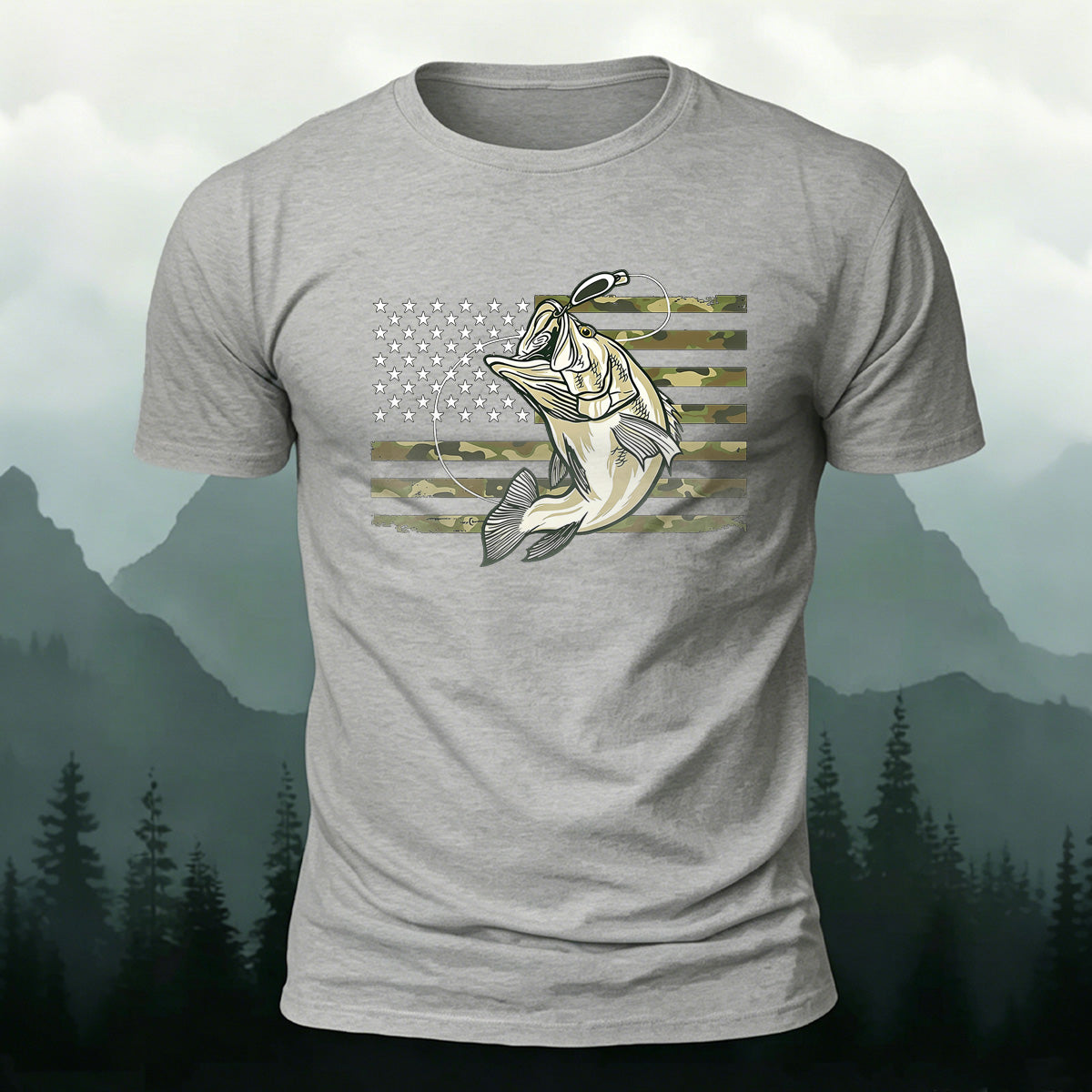 Vintage Fossil Fish Print 100% Cotton T-Shirt