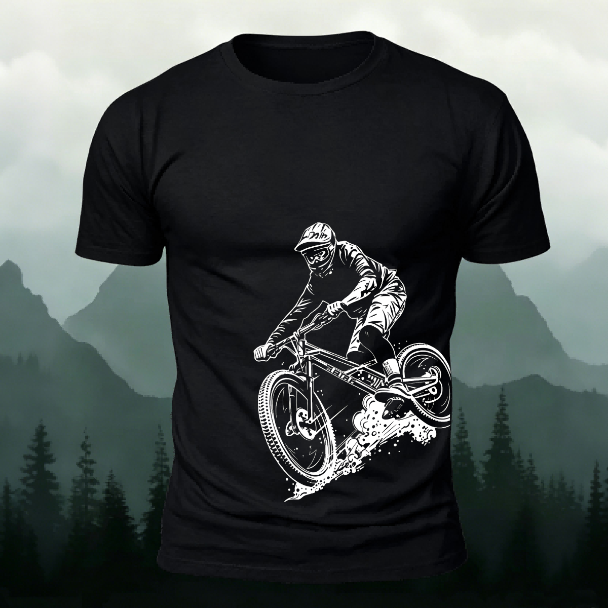 Cycling Silhouette Pattern Outdoor Style Casual T-Shirt