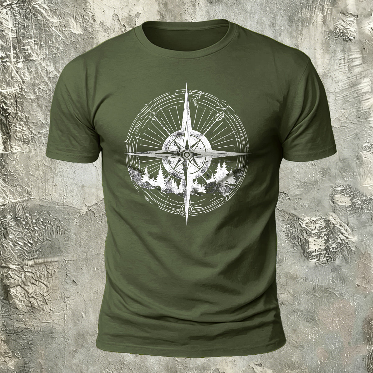 Minimalist Compass Skin-Friendly Round Neck T-Shirt