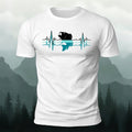 Outdoor Fishing Heartbeat Print Cotton T-Shirt