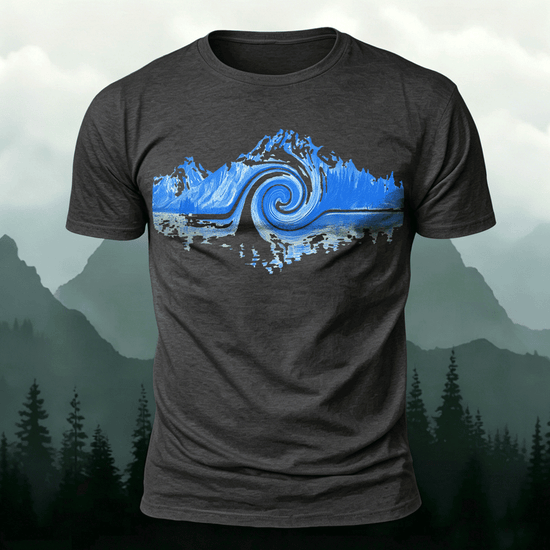 Abstract Landscape Print Premium Cotton Casual T-Shirt Dark Grey