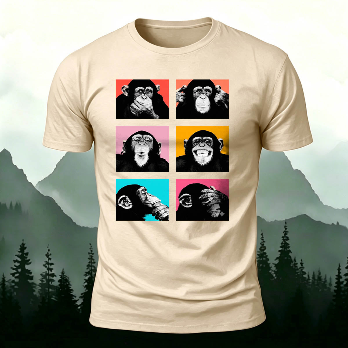Fun Gorilla Print Casual 100% Cotton T-Shirt