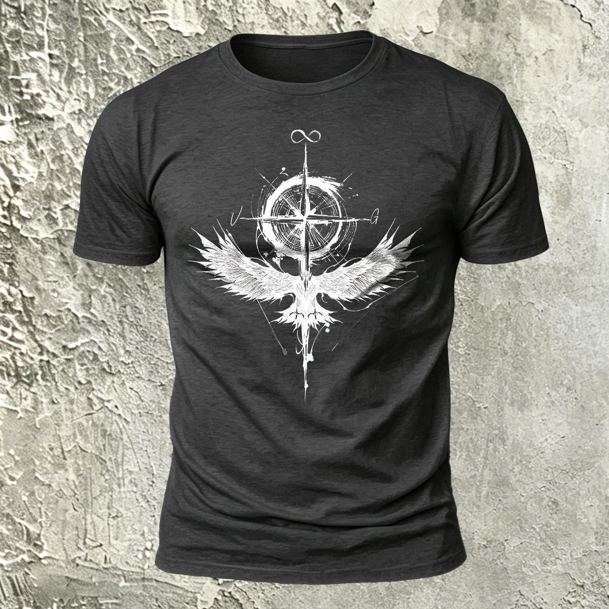 Nautical Pattern Trend Casual Skin-friendly T-shirt Dark Grey