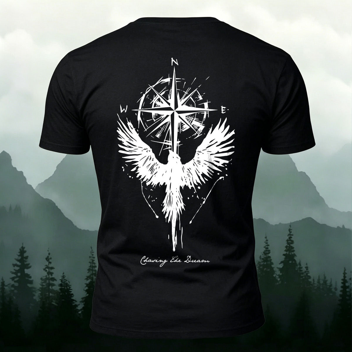 Phoenix Compass Print Casual Cotton T-Shirt