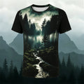 Natural Forest Art Print Casual Cotton T-Shirt