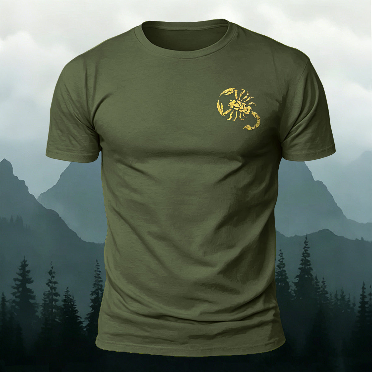 Lobster Print on the Chest Comfortable Outdoor Cotton Tee