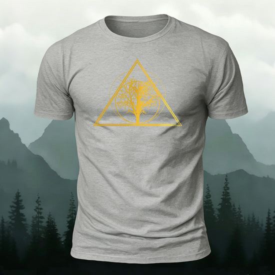 Tree-shaped Pattern Minimalist 100% Cotton T-Shirt Grey