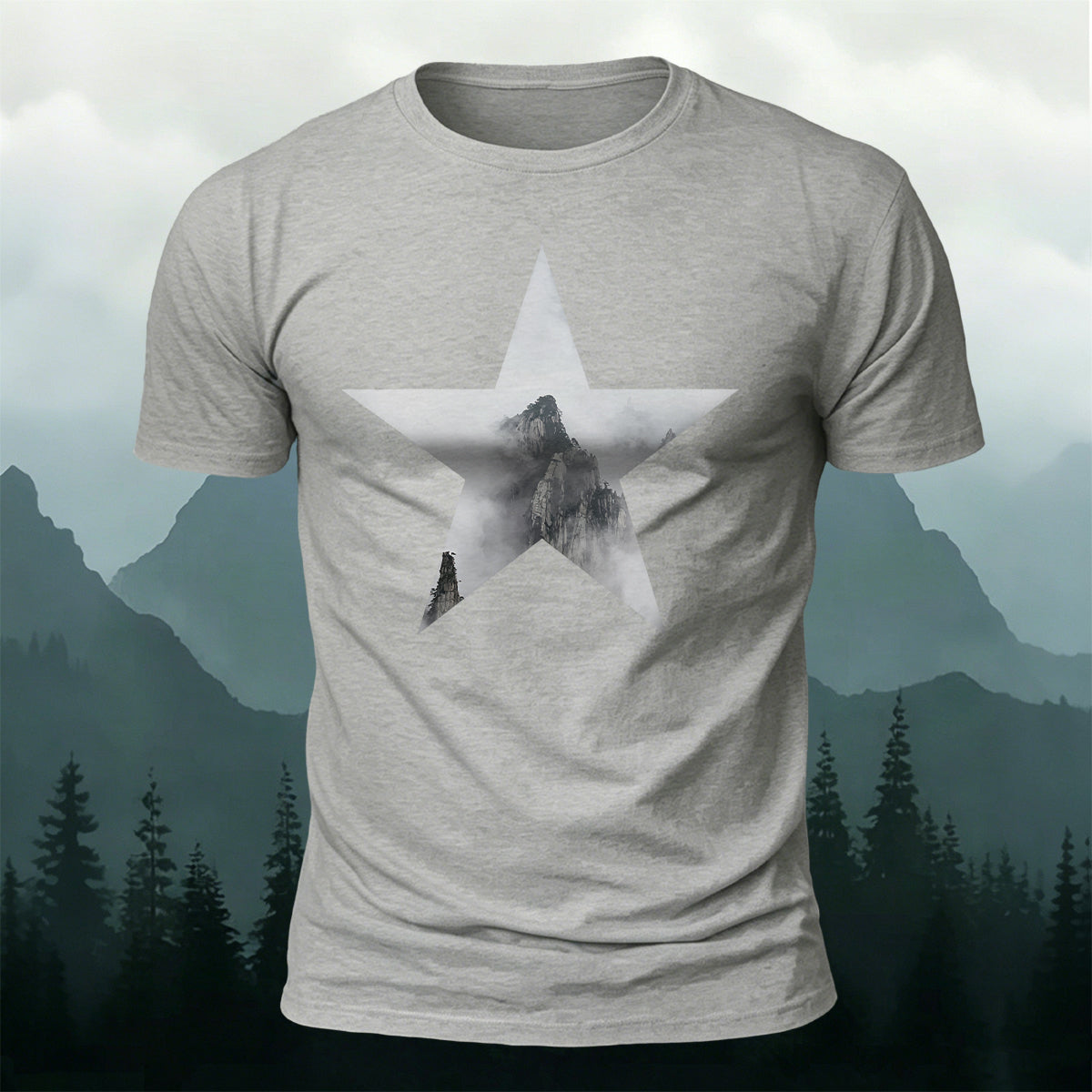 Five-Pointed Star Forest Casual Cotton T-Shirt