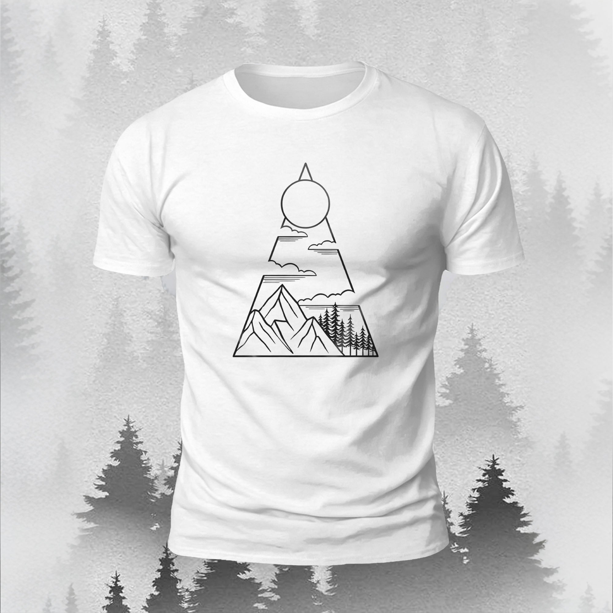 Mountain Series Geometric Pattern Comfortable Cotton T-Shirt
