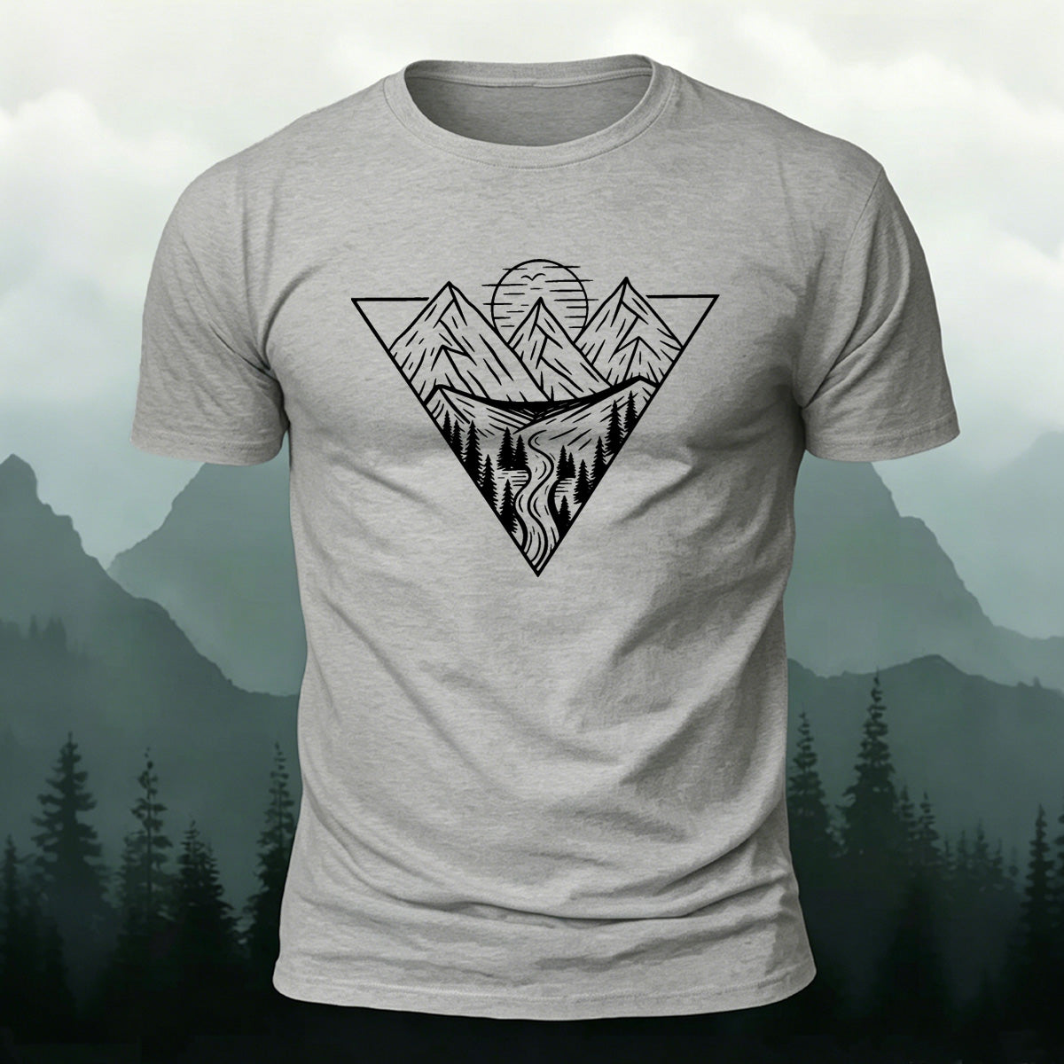 Valley Print Simple Outdoor Breathable Material T-Shirt