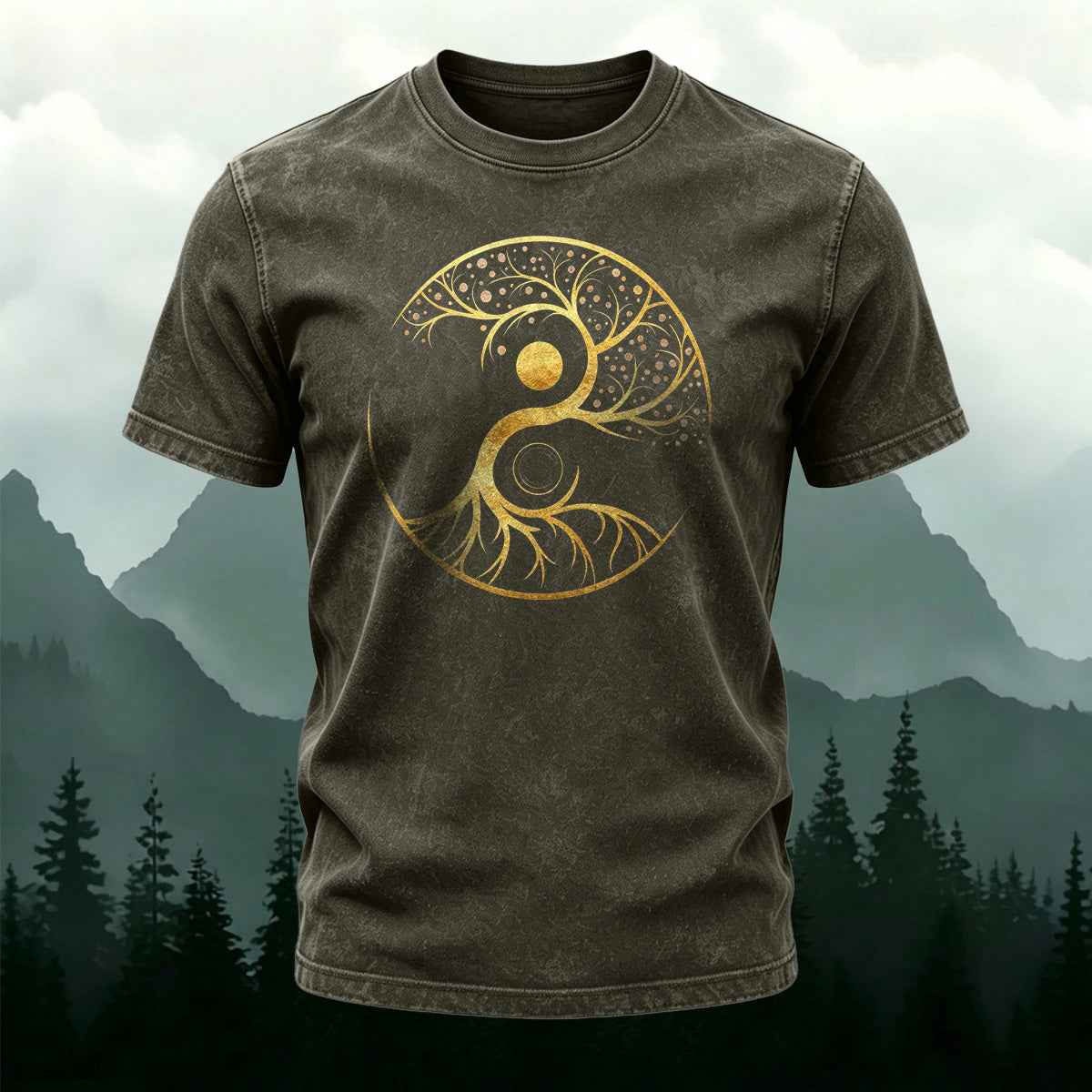 Tree Pattern Print Ultra-soft Fabric Casual T-Shirt