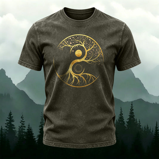 Tree Pattern Print Ultra-soft Fabric Casual T-Shirt
