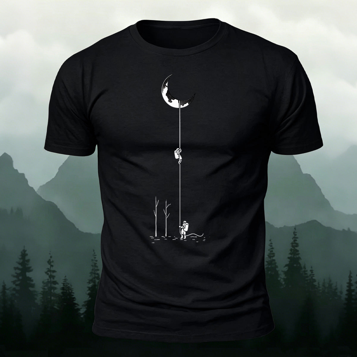 Moon Fun Pattern Casual Premium Cotton T-Shirt