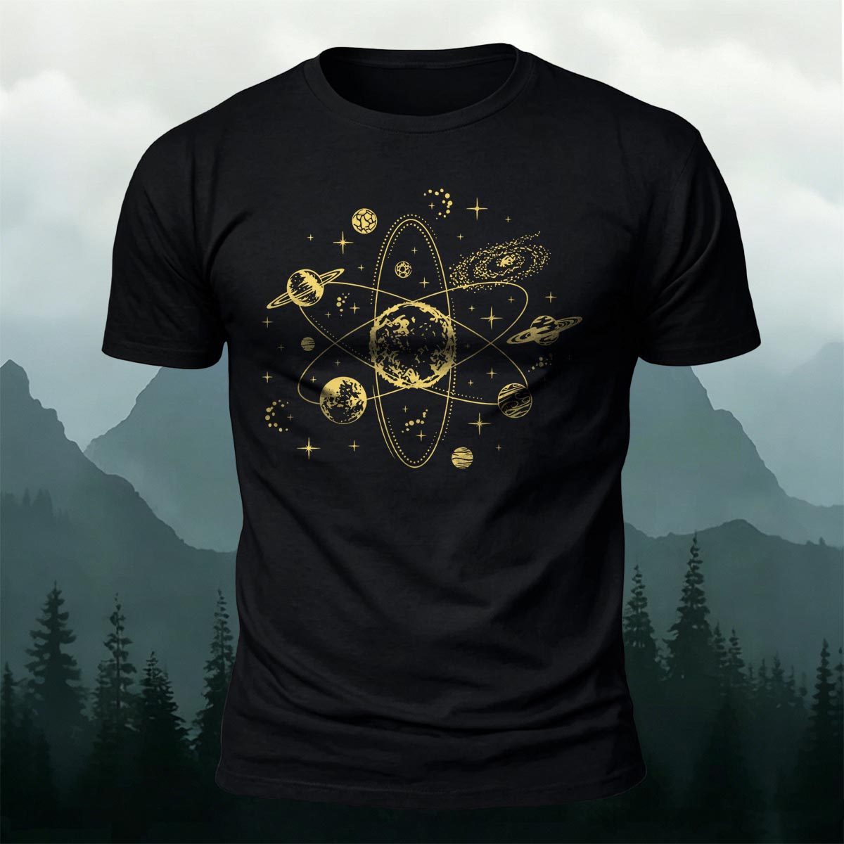 Dreamy Space-Themed Print Casual Cotton T-Shirt