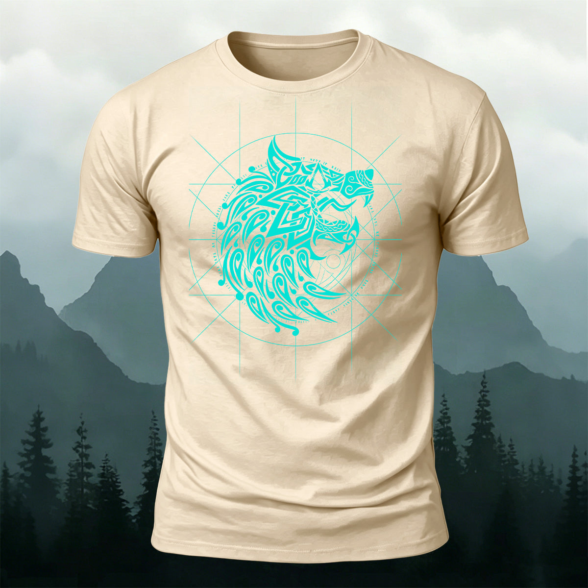 Viking Fenrir Wolf Premium Cotton Casual T-Shirt Beige