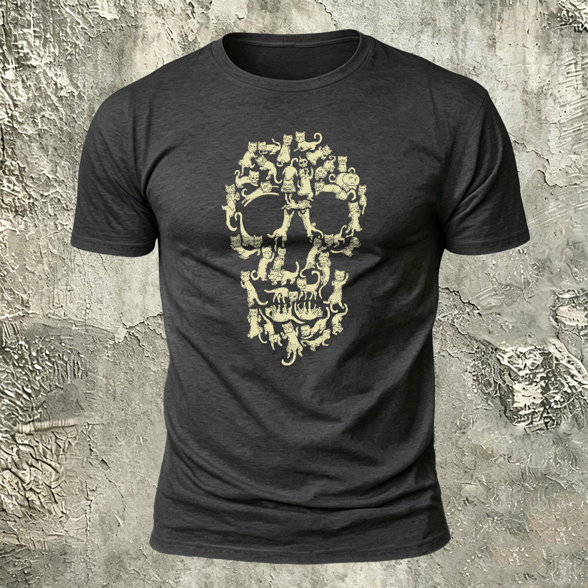 Creative Animal Collage Skull Print Casual Cotton T-Shirt