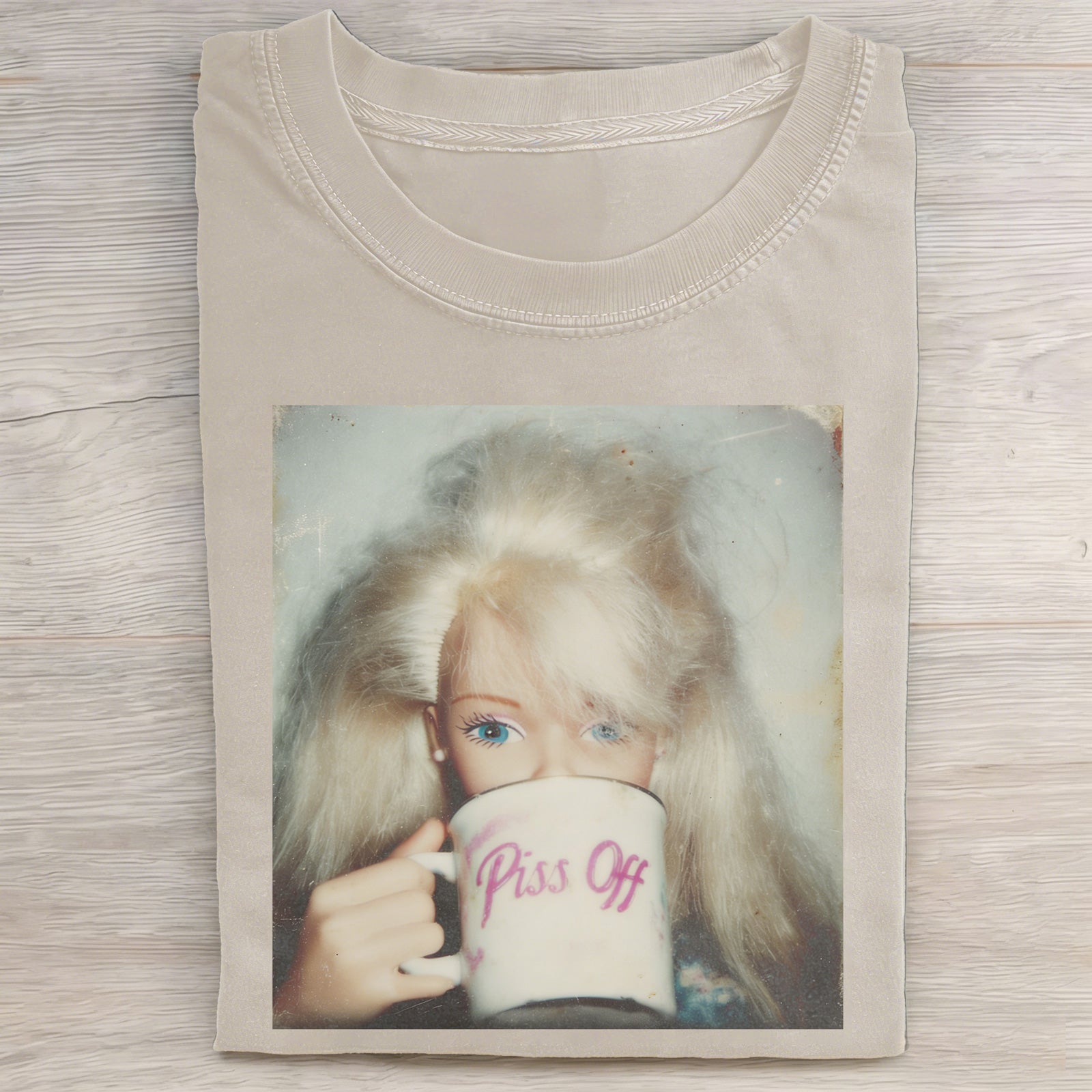 Princess Drinking Print Beauty Round Neck T-Shirt