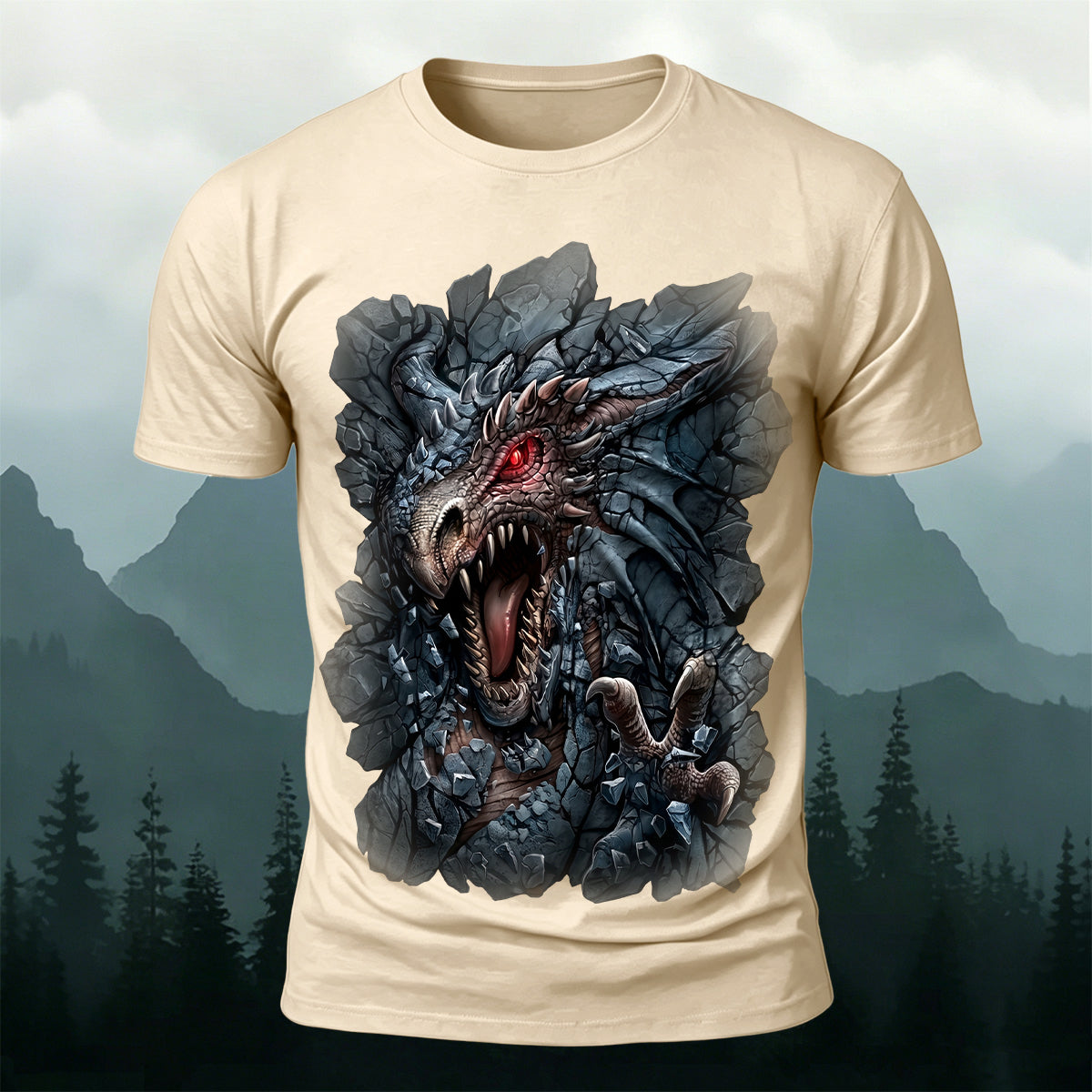 Dragon Print Vintage Fantasy Casual T-Shirt