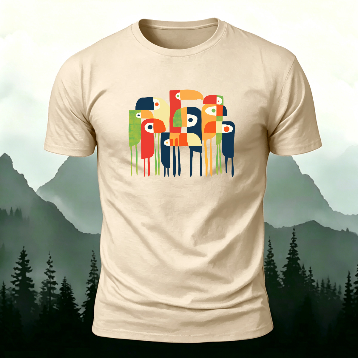 Abstract Bird Artistic Casual Premium Cotton T-Shirt