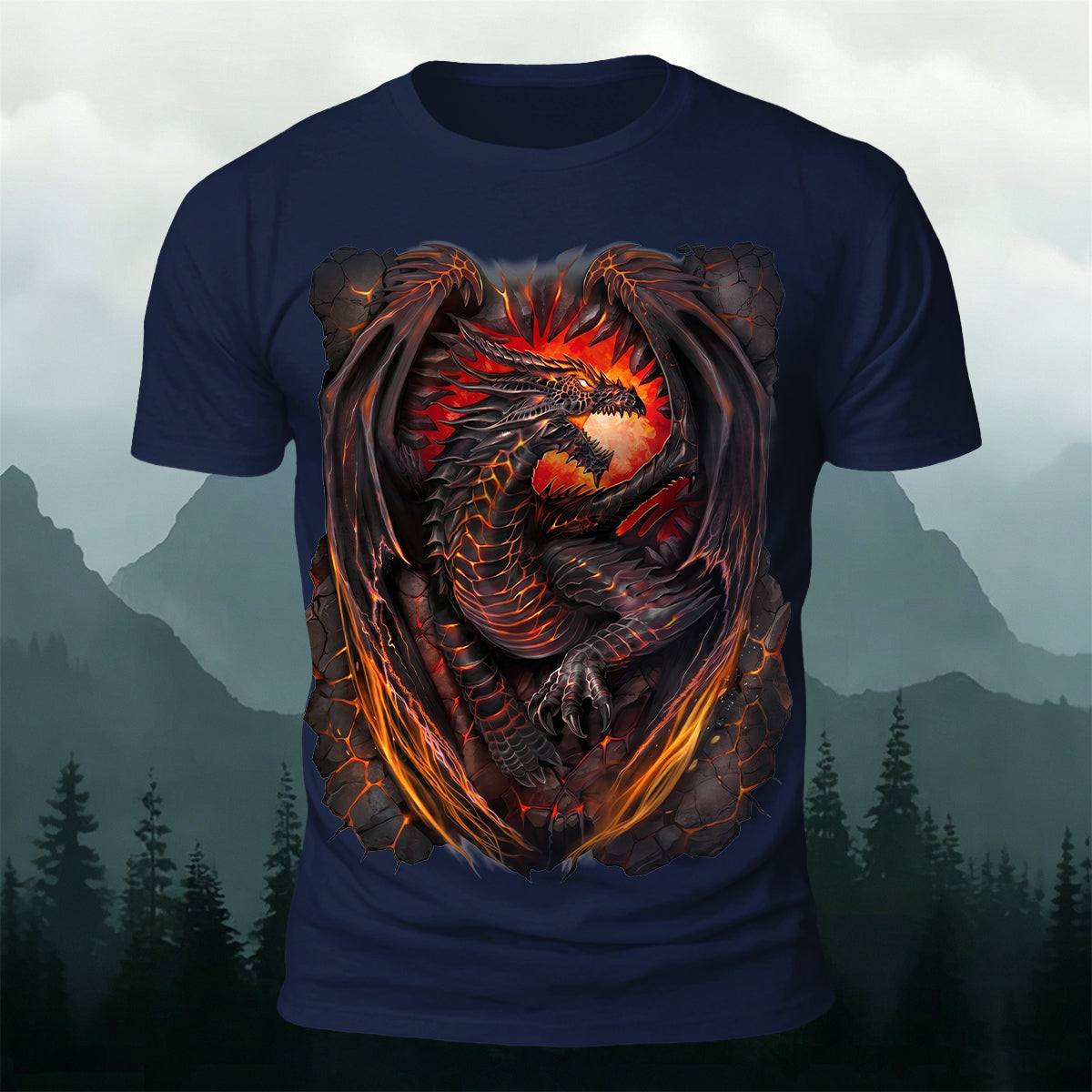 Retro Evil Dragon Print Casual Comfortable T-Shirt
