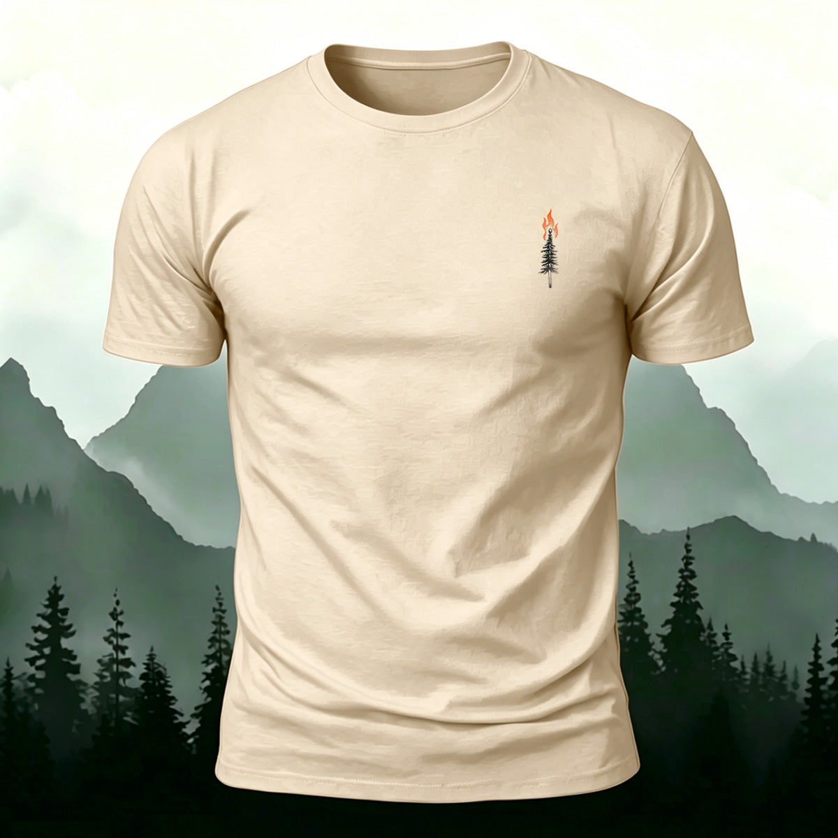 Artistic Minimalist Pattern Mountain-Style Casual T-Shirt