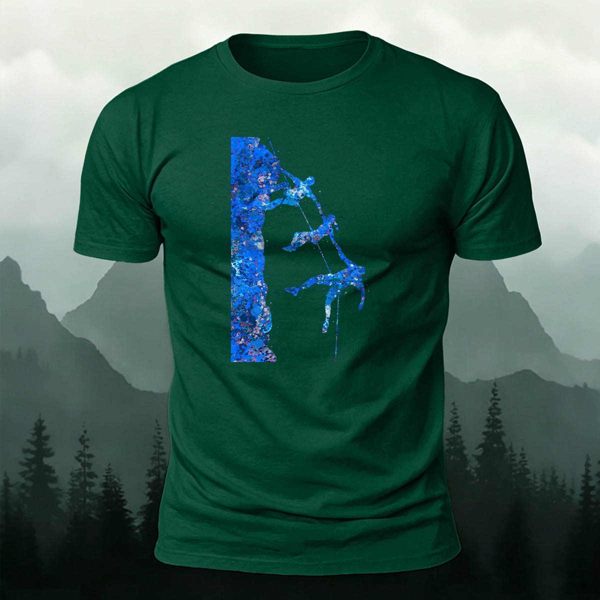 Adventure and Hiking Blue Printed Cotton T-Shirt