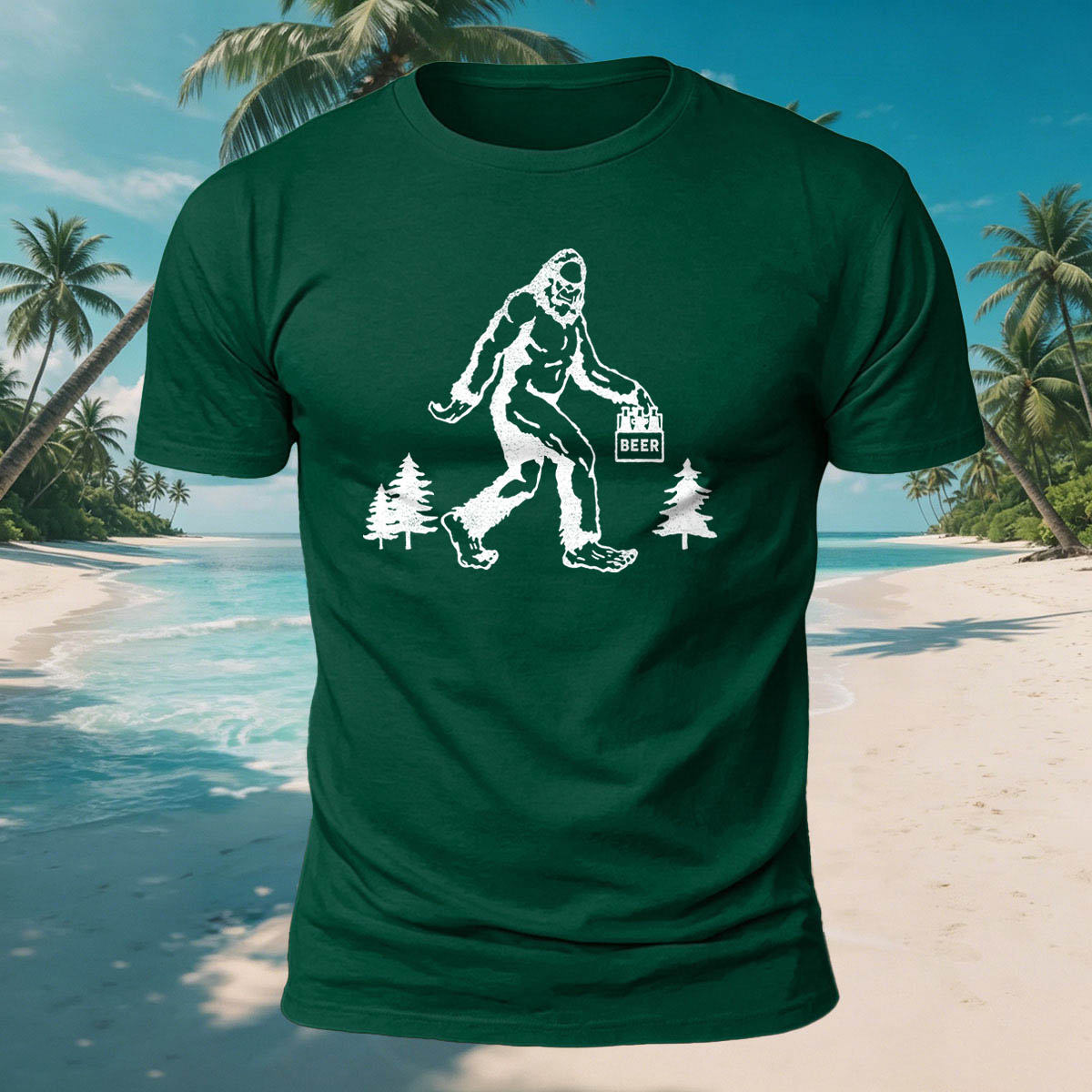 Gorilla Carrying Beer Print Casual Breathable Cotton T-Shirt