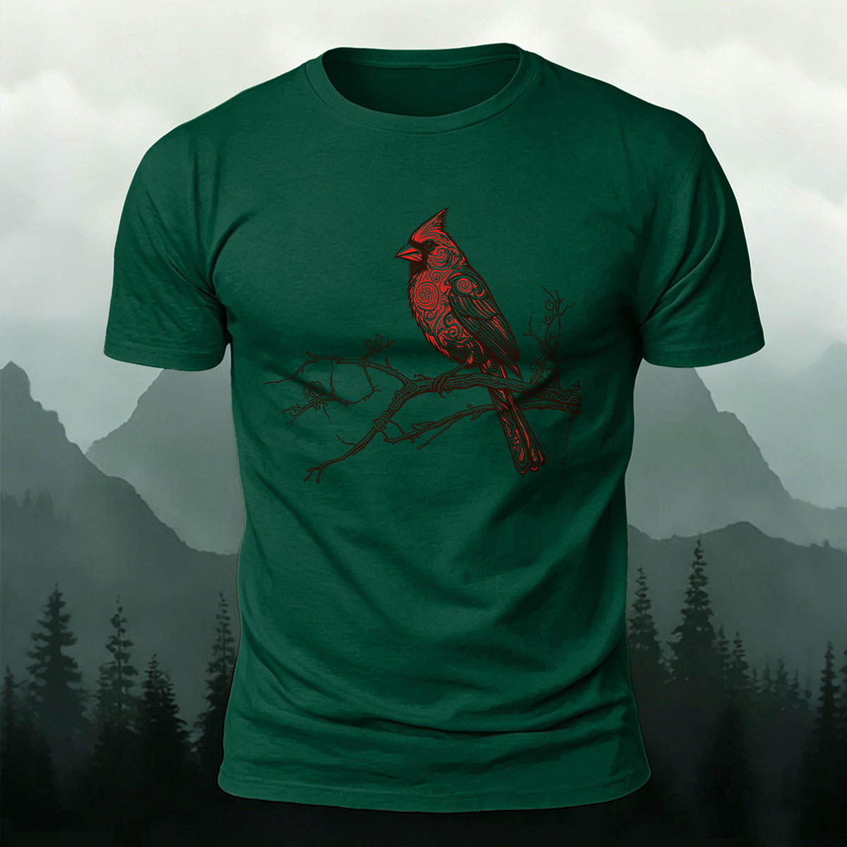 Vintage Red Cardinal Casual 100% Cotton T-Shirt
