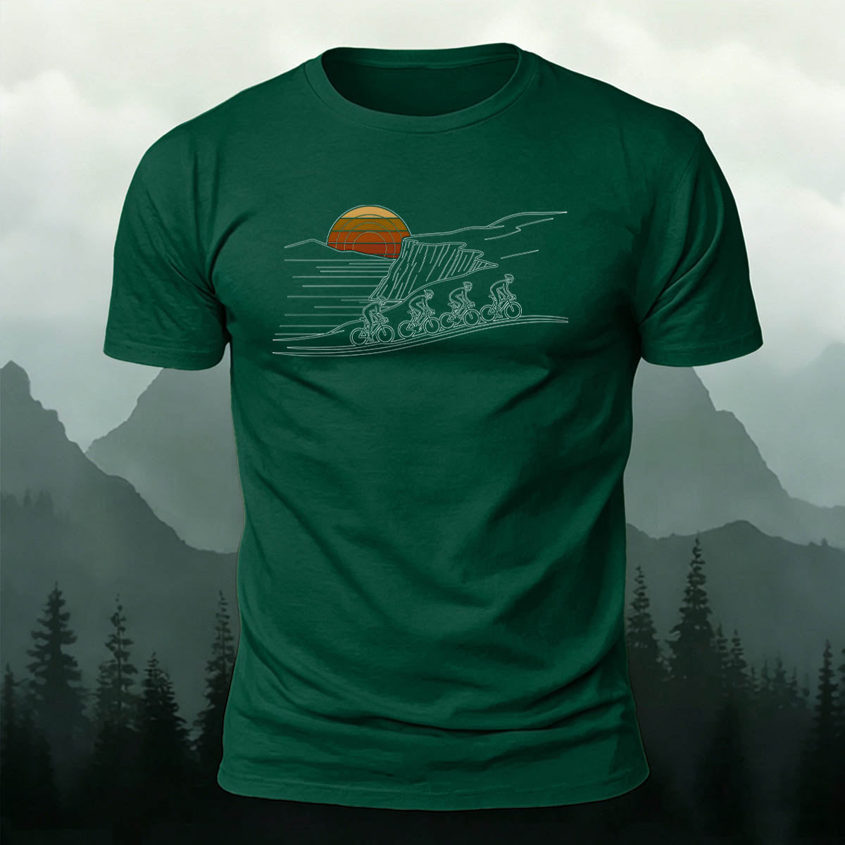 Premium Cotton Mountain Biking Illustration Casual Tee