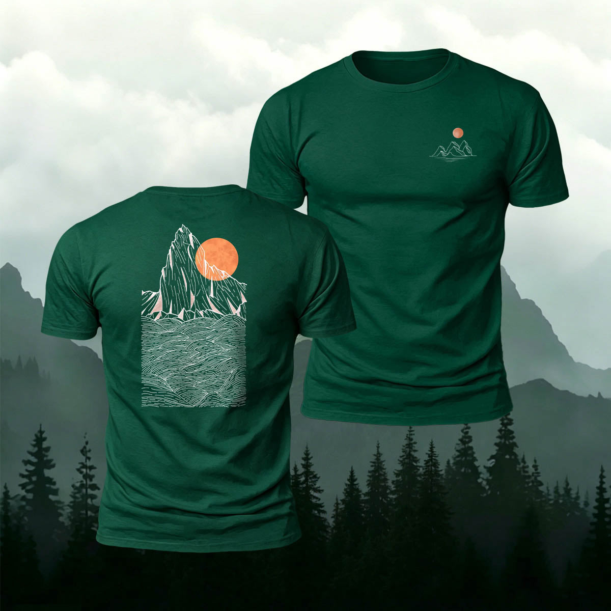 Mountain Sunset Outdoor Casual Breathable T-Shirt