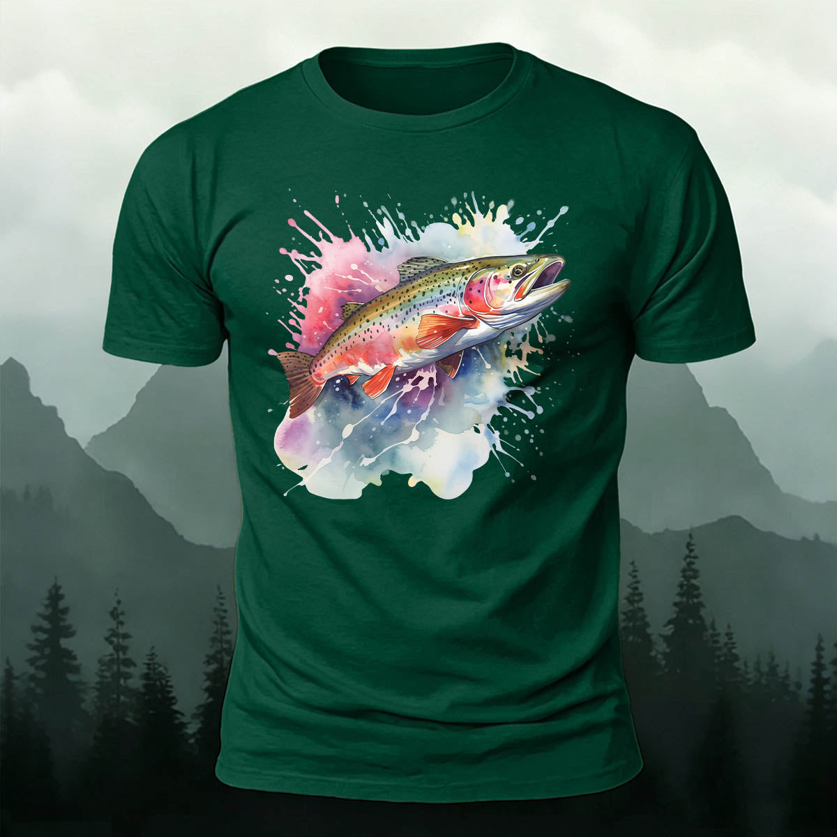 Minimalist Trout Graphic Outdoor 100% Cotton T-Shirt