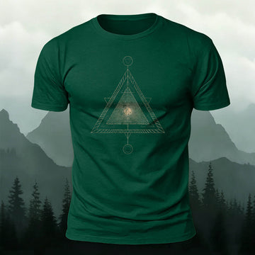 Cotton Geometric Triangle Print Casual and Versatile T-Shirt