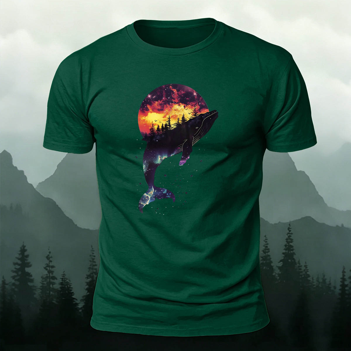 Whale Outdoor Scenic Print Casual Breathable T-Shirt