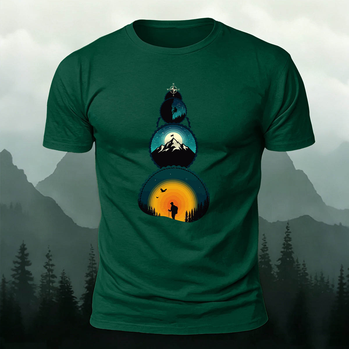 Art of the Snow-Capped Peaks Printed Casual Cotton Tee