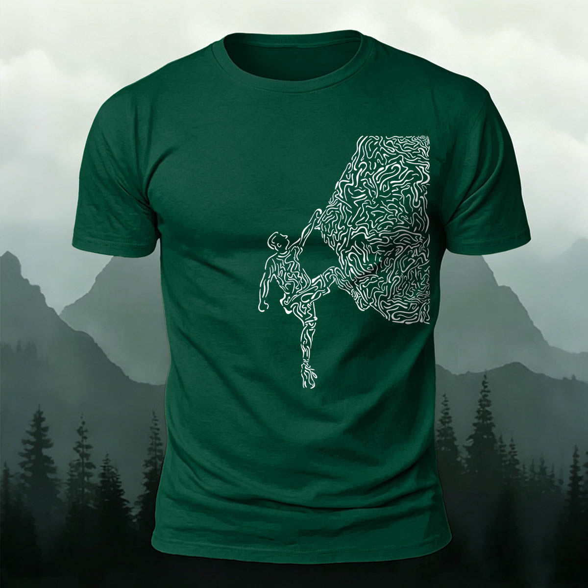 Rock Climbing Artwork Print Casual Cotton T-Shirt