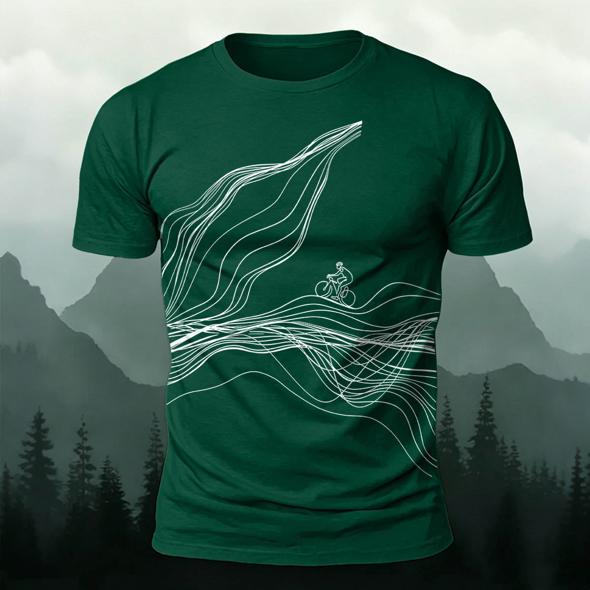 Sublimation  Line Art Cycling Graphic Casual Tee