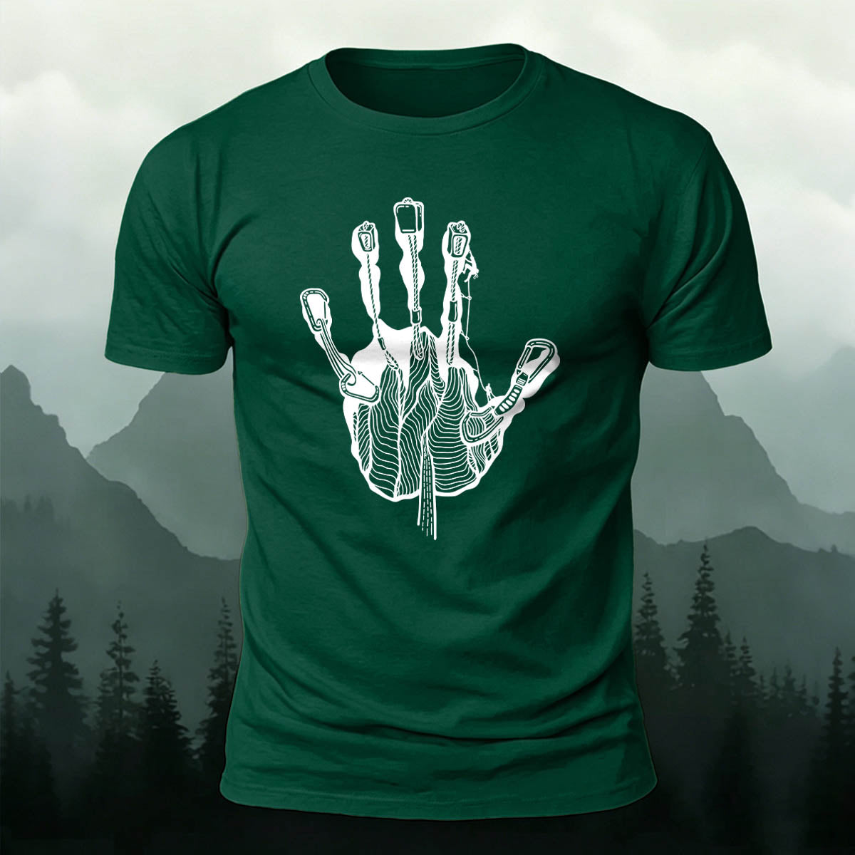 Rock Climbing Handprint Casual 100% Cotton T-Shirt