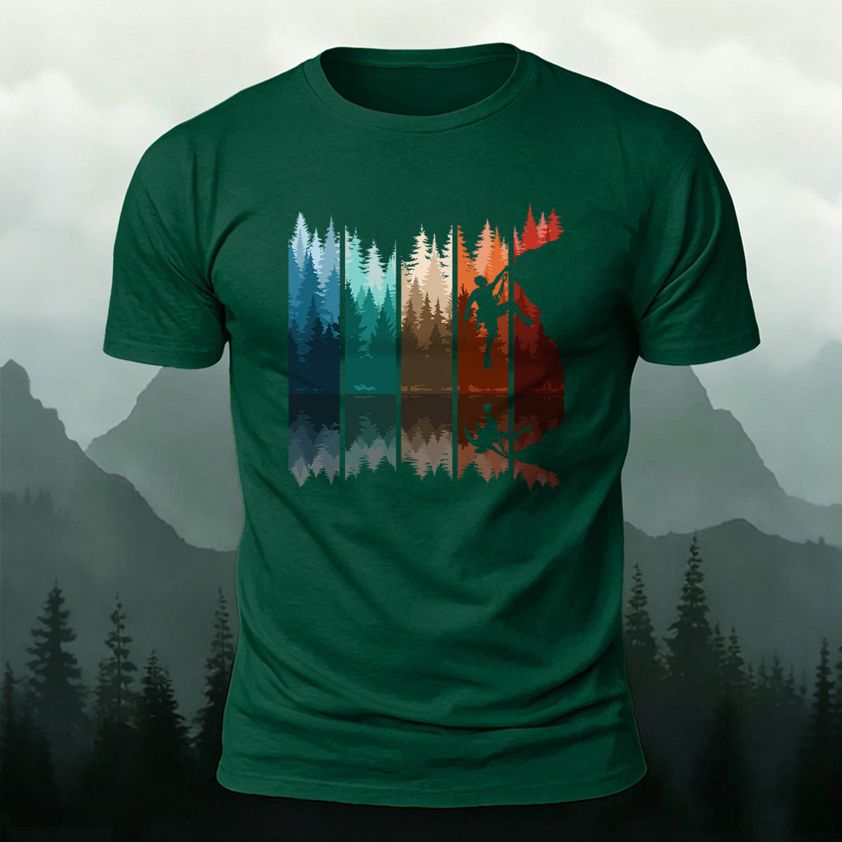 Colorful Adventure Mountain Print Outdoor Cotton T-Shirt