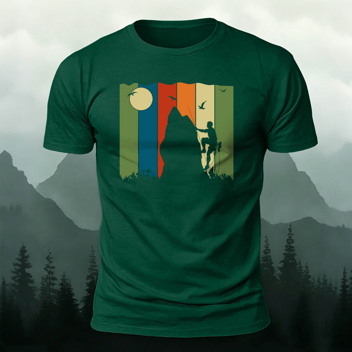 Artistic Rock Climbing Print Casual Outdoor Cotton T-Shirt