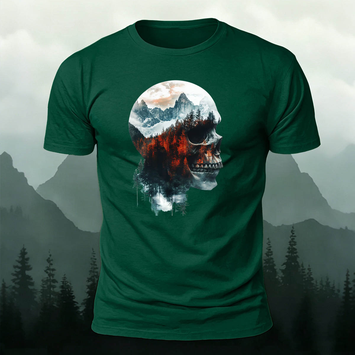 Skull Art Landscape Print Unisex Cotton T-Shirt