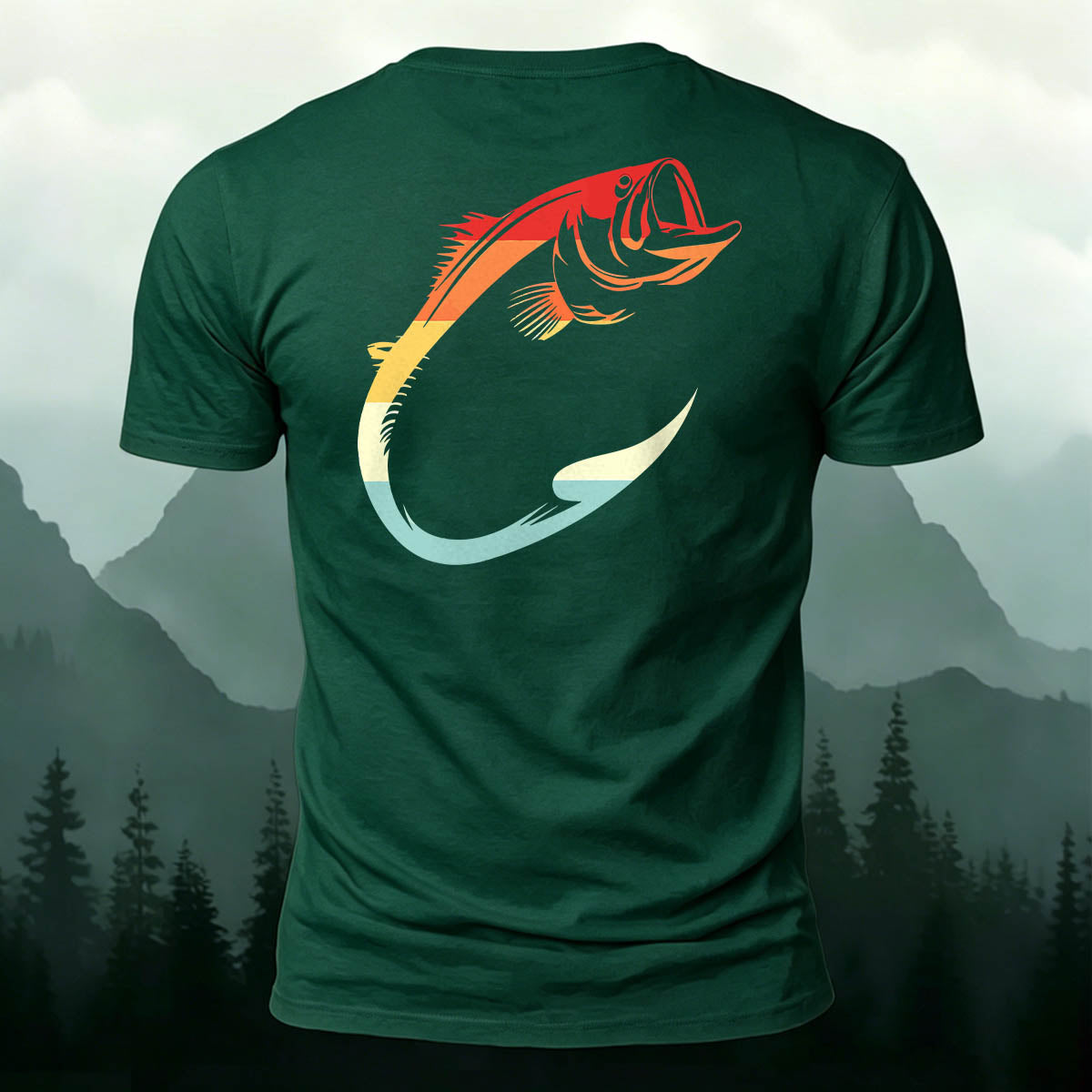 Fish Hook Print Simple Outdoor 100% Cotton T-Shirt