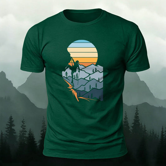 Outdoor Hiking Enthusiasts Adventure Print Cotton Tee