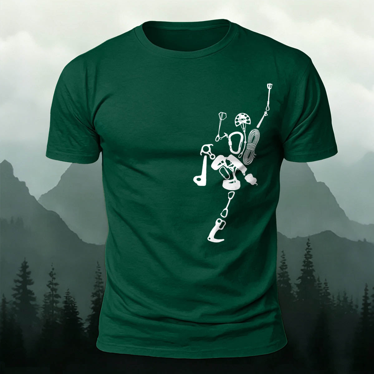Fun Rock Climbing Print Casual Cotton T-Shirt