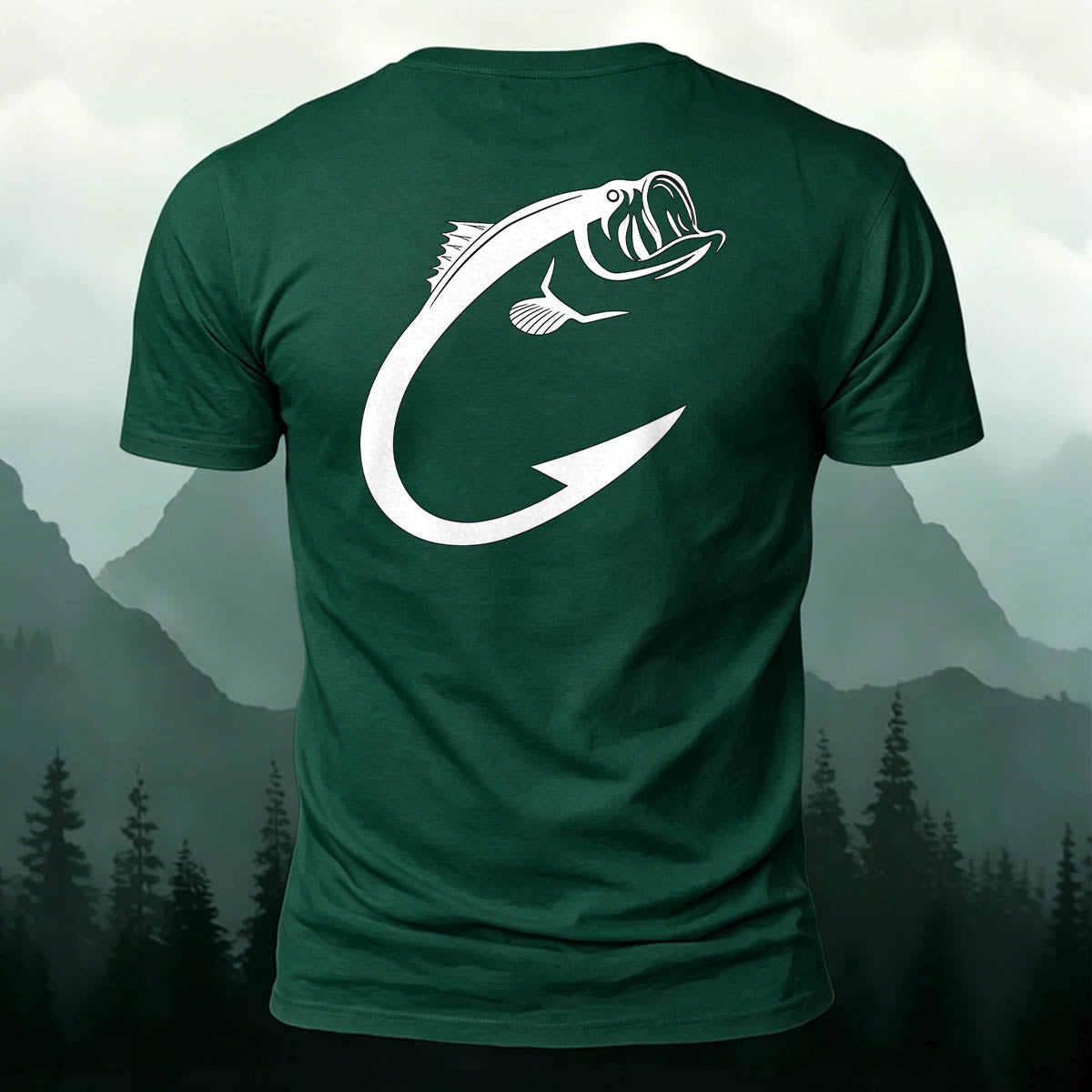 Fishing Hook Bass Print Outdoor 100% Cotton Tee