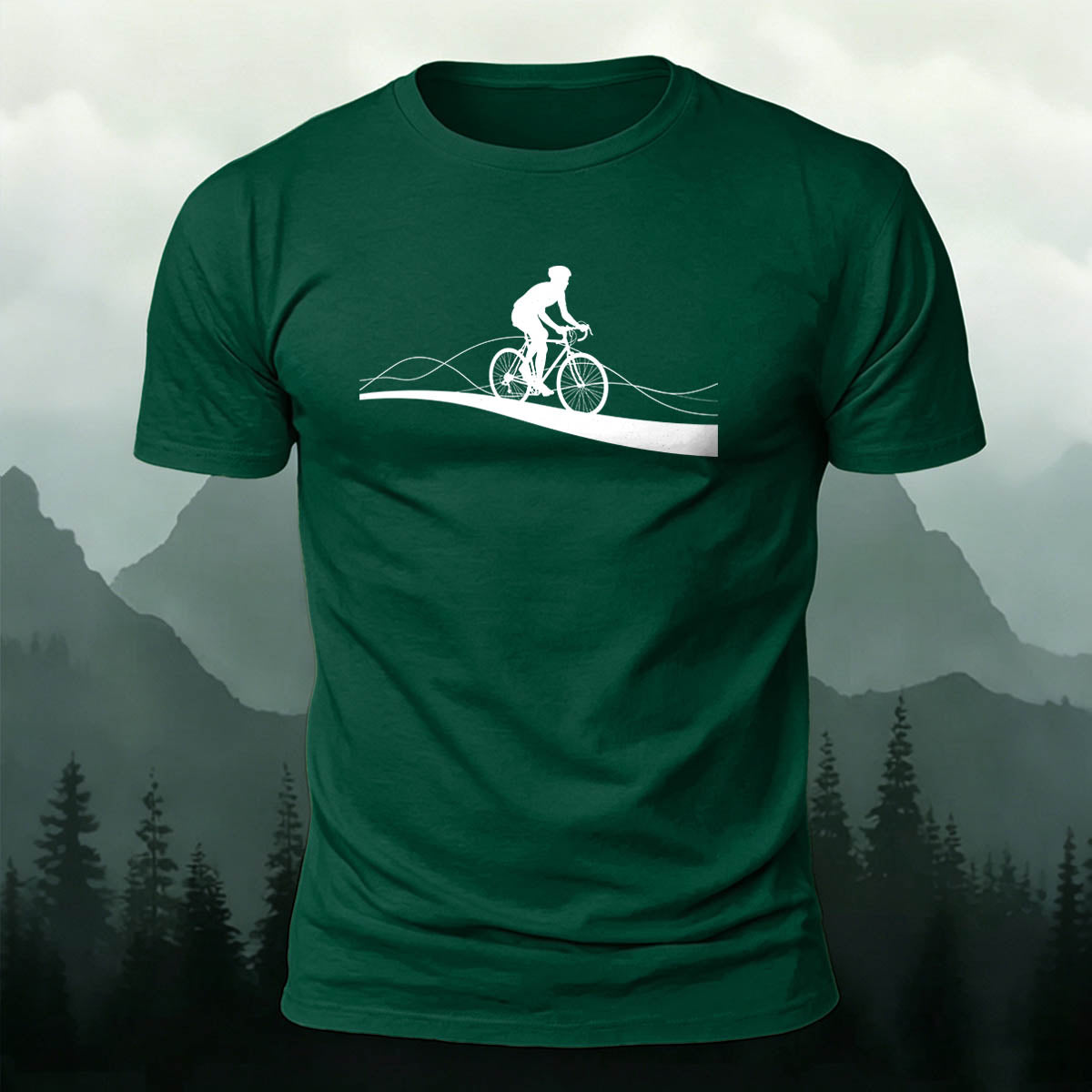 Road Cycling Art Print Comfortable Cotton T-Shirt
