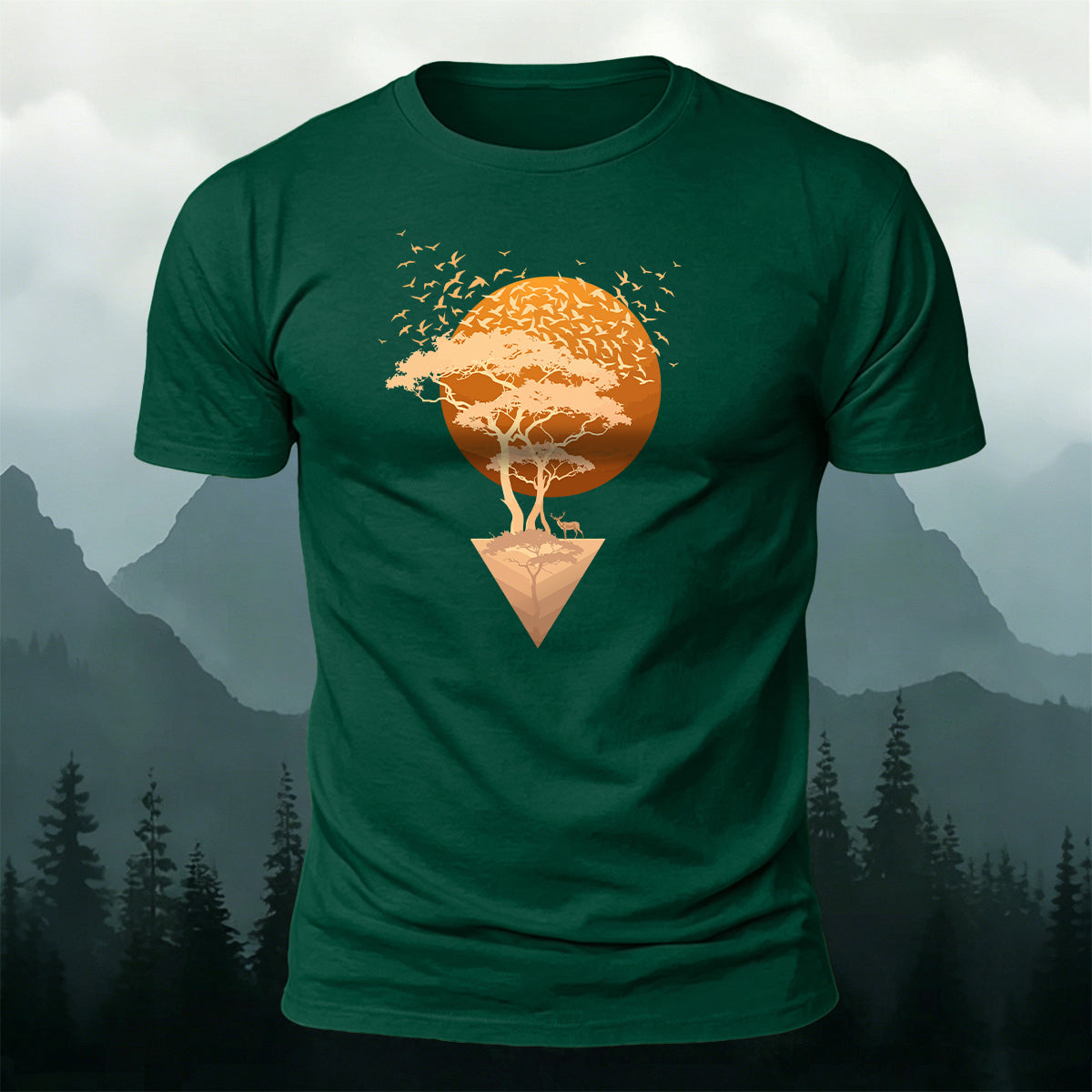 Sunset Forest 100% Cotton Casual T-Shirt
