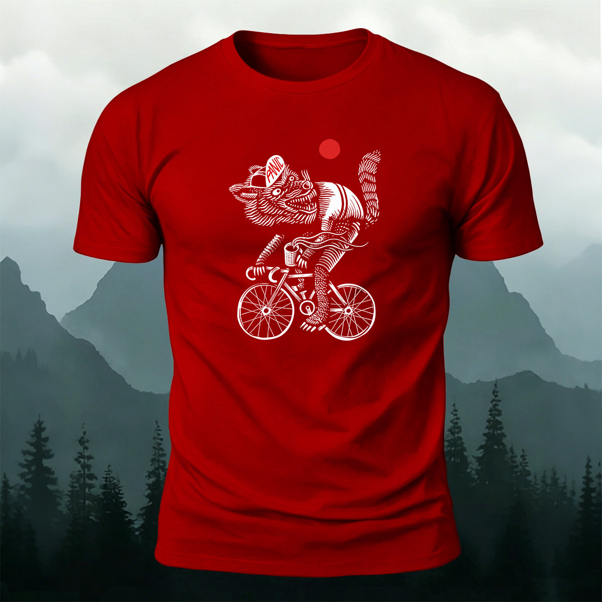 Wolf Riding Silhouette Print Casual Cotton T-Shirt