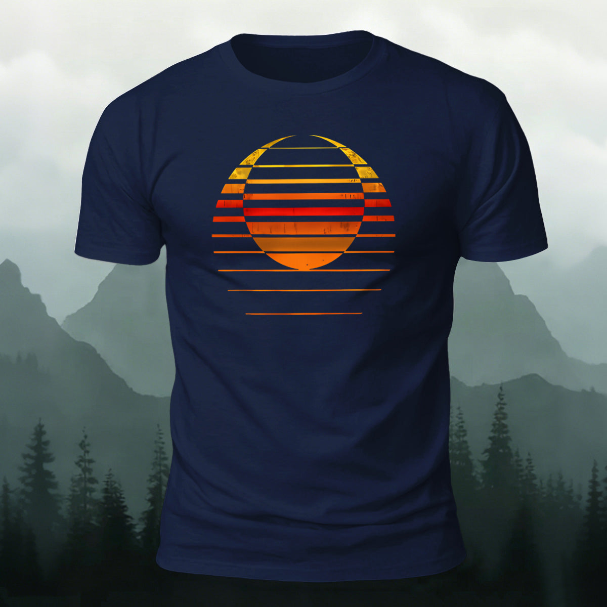 Sunset Art Print Combed Cotton Casual T-Shirt