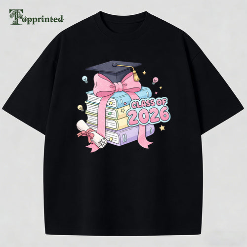 2026 Graduation Bow and Book Design T-Shirt